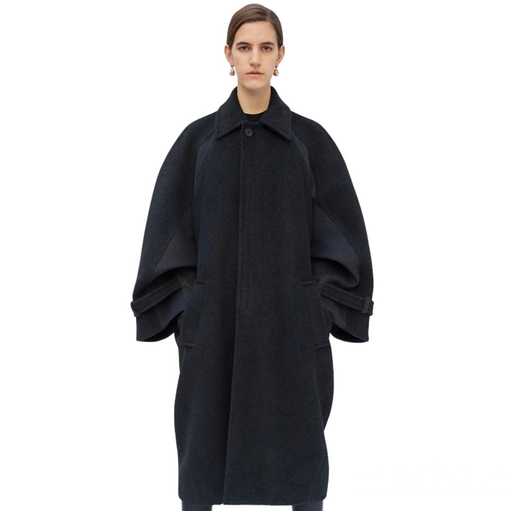 CÉLINE DARK GRAY WOOL & CASHMERE OVERSIZED COCOON COAT SIZE 38 PHOEBE PHILO
